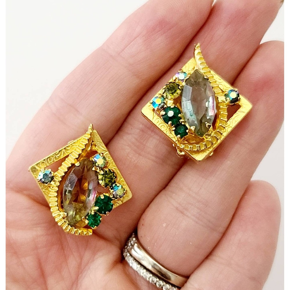 Vintage Art Deco Style 1980s Clip On Earrings